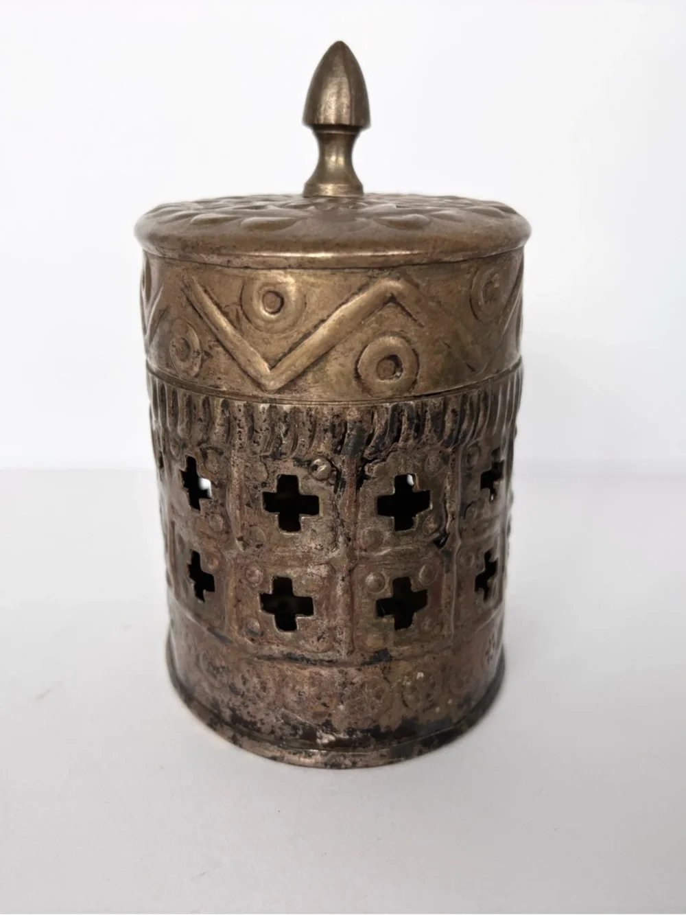 Antique Style Metal Trinket Box Old World Aesthetic Patina Metal Decor Vintage